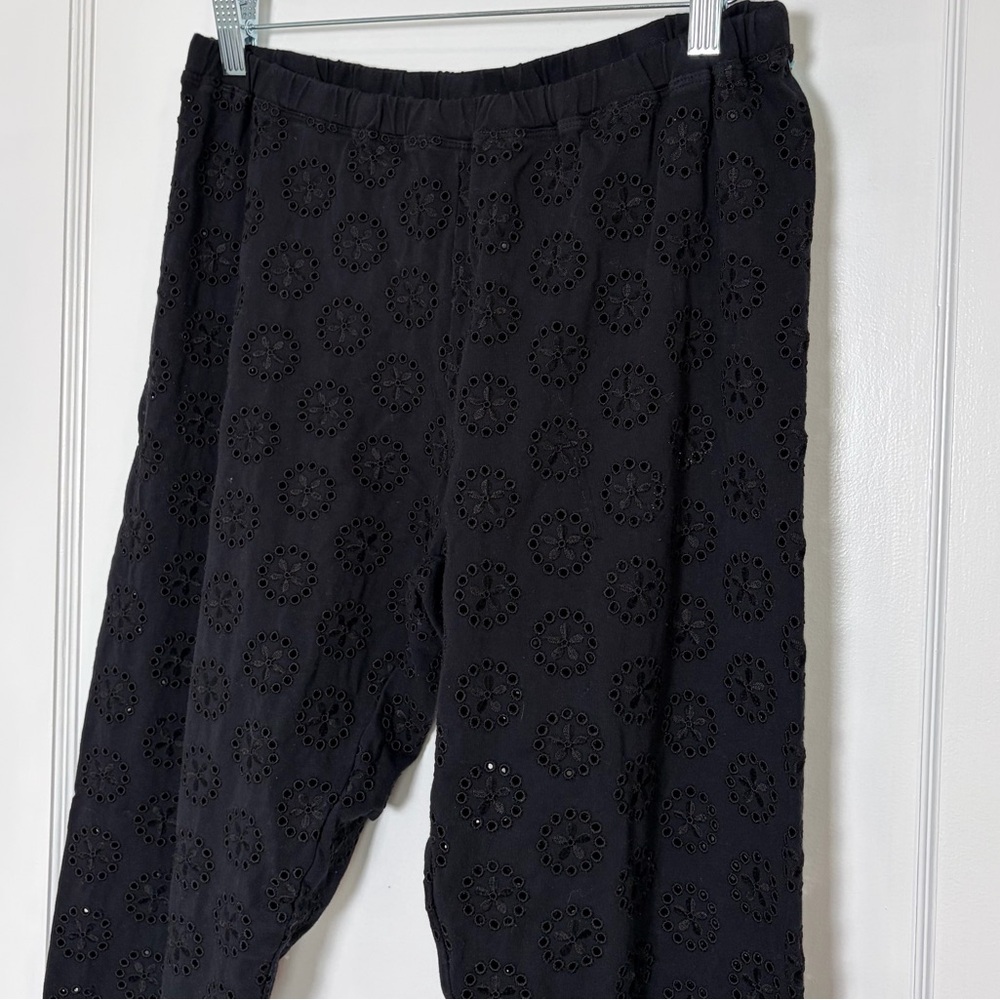 JOHNNY WAS Ayla Black Eyelet Lace Legging Scalloped Hem Pants - Picture 12 of 13